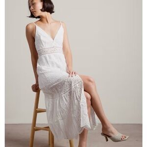 Simplee Apparel White Eyelet V-Neck Maxi Dress Small